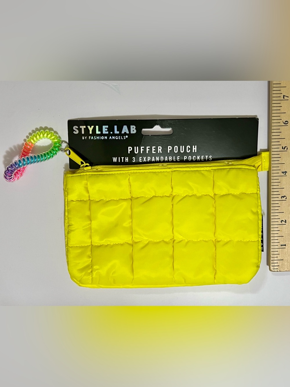 🆕 Style.Lab Fashion Angels Bright Yellow Puffer Pouch 3 Expandable Pockets NWT